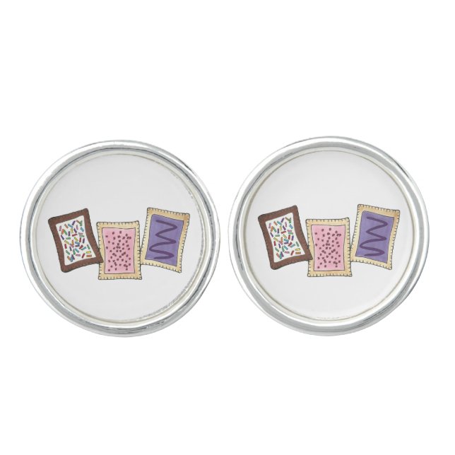 Breakfast Toaster Pastries Frosted Pastry Foodie Cufflinks (Front)