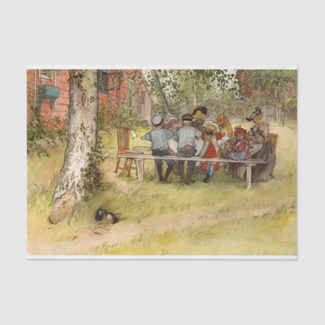 Breakfast under the Big Birch by Carl Larsson Tissue Paper (Front)