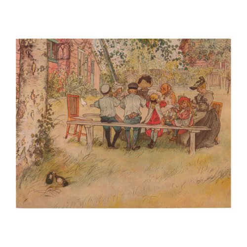 Breakfast Under the Big Birch by Carl Larsson Wood Wall Decor