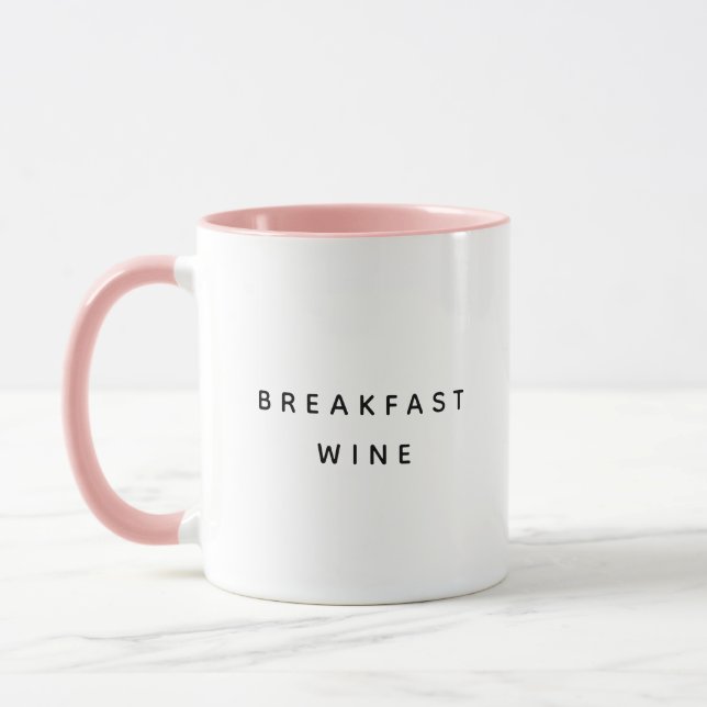 Breakfast Wine Funny Cute Trendy Quote Two-Tone Mug (Left)