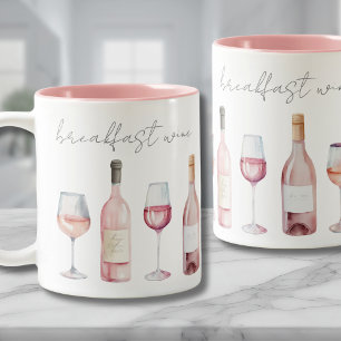 Breakfast Wine Funny Cute Two-Tone Coffee Mug