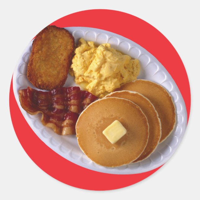 Breakfast with Bacon Classic Round Sticker (Front)