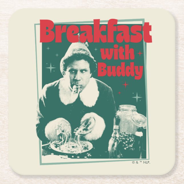 Breakfast With Buddy Square Paper Coaster (Front)