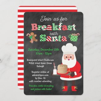 Breakfast With Santa Chalkboard Style Invitation