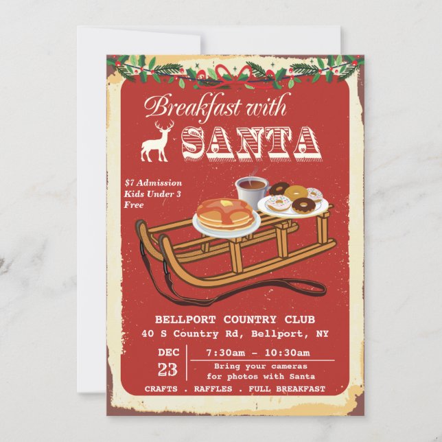 Breakfast with Santa Christmas Party Invitation (Front)