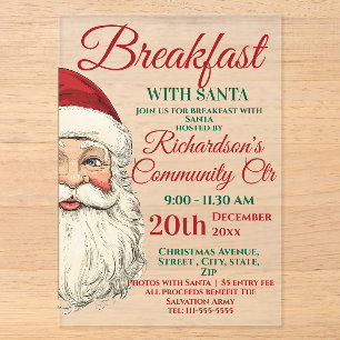 Breakfast With Santa Festive Acrylic Invitations