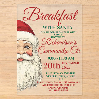 Breakfast With Santa Festive Acrylic Invitations