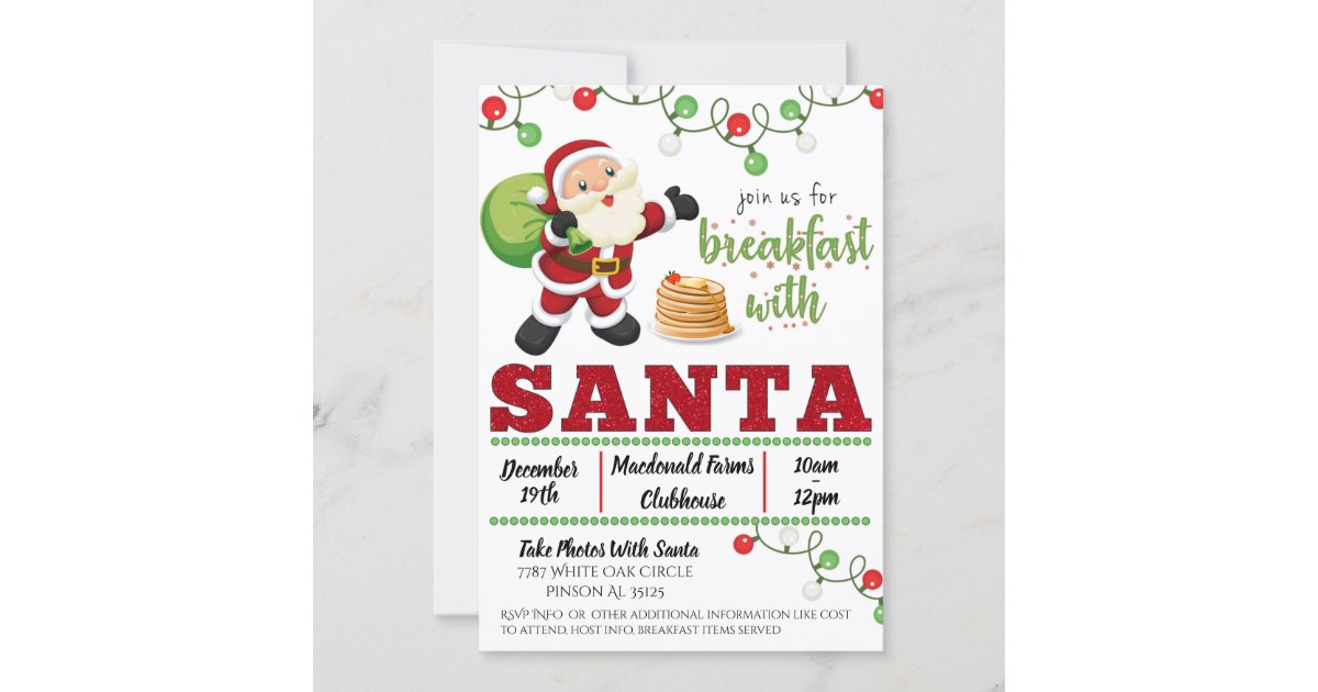 Breakfast With Santa Invitation | Zazzle