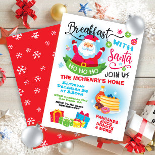 Breakfast with Santa Christmas Party Invitation - Kids Santa