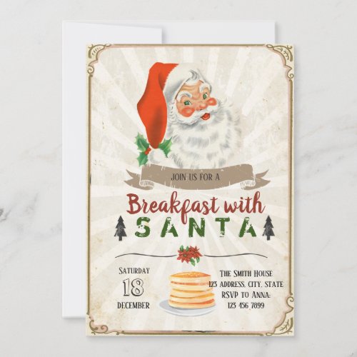 Breakfast with santa party invitation