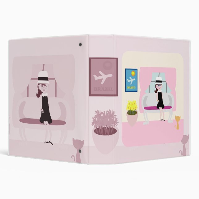 Breakfast with Stephanie Kitschy Retro Character  3 Ring Binder (Background)