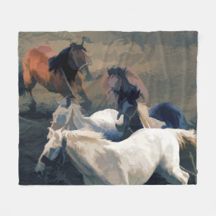 Breaking Away - Wild Horses Fleece Blanket