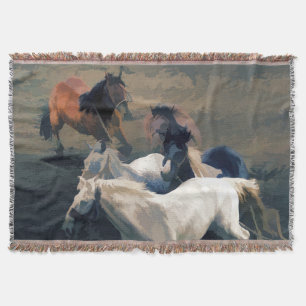 Breaking Away - Wild Horses Throw Blanket