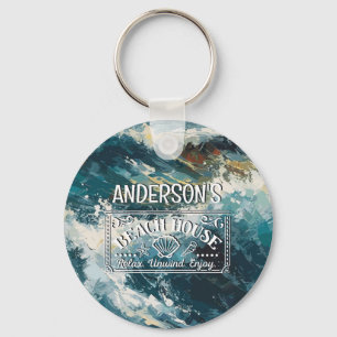 Breaking Beach Waves Your Adventure Begins Keychain
