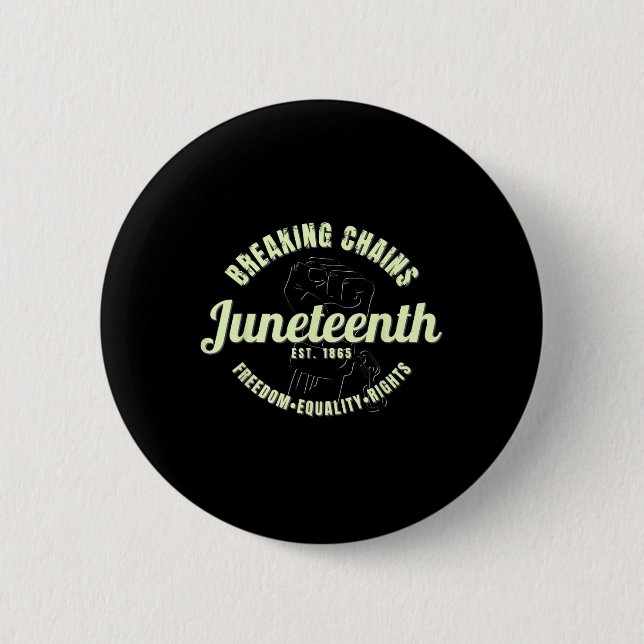 Breaking Chains Established 1865 Juneteenth Black  Button (Front)