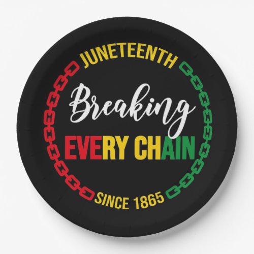 Breaking Every Chain Juneteenth Paper Plates