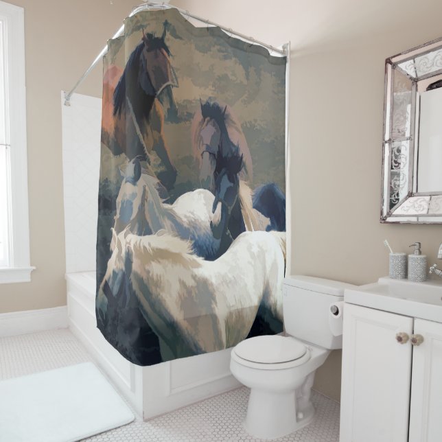 Breaking Free   -  Wild Horses Shower Curtain (In Situ)