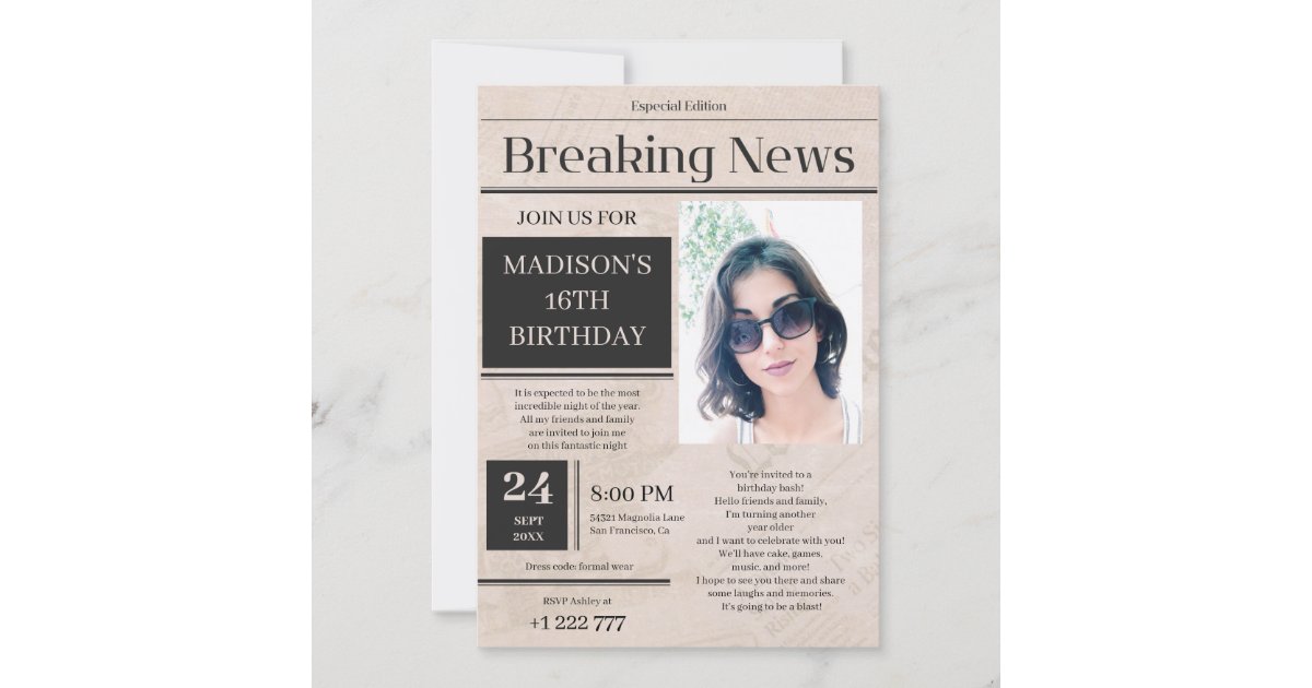 Breaking News Birthday Invitation Zazzle