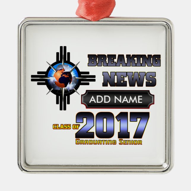 Breaking News Class Of 2017 Metal Ornament (Front)
