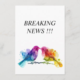 Breaking NEWS funny LGBTQ+ Rainbow Lovebirds Enclosure Card