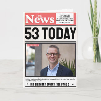 Breaking News Personalized Name Photo Birthday Card