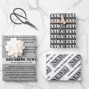 Breaking News Personalized Special Day Newspaper Wrapping Paper Sheets