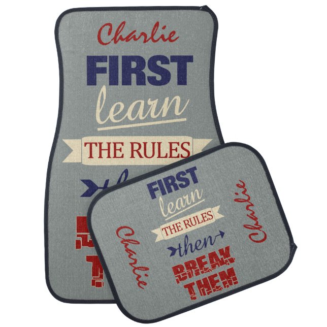 Breaking Rules custom name car floor mats (Set)