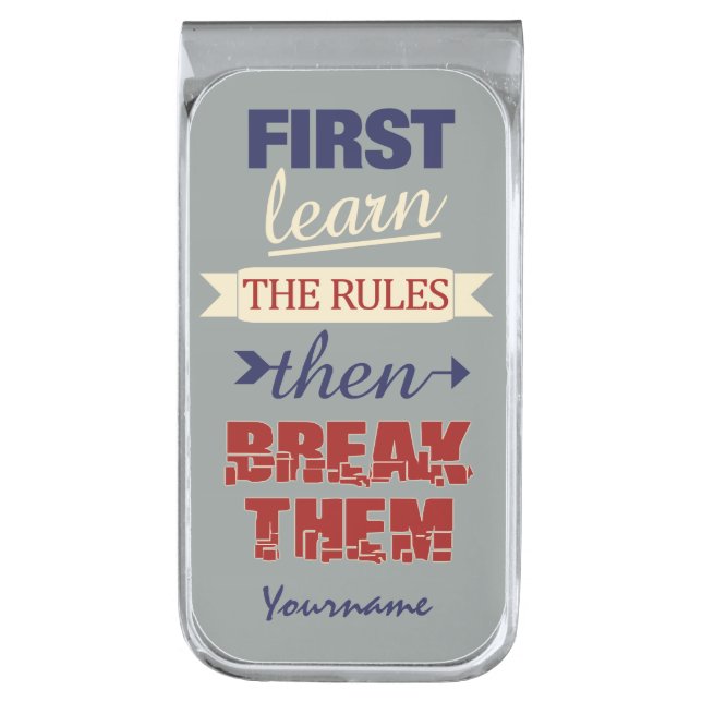 Breaking Rules custom name money clip (Front Vertical)