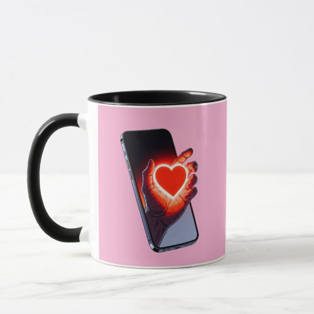 Breaking Screen Heart Optical Illusion Mug Design (Left)