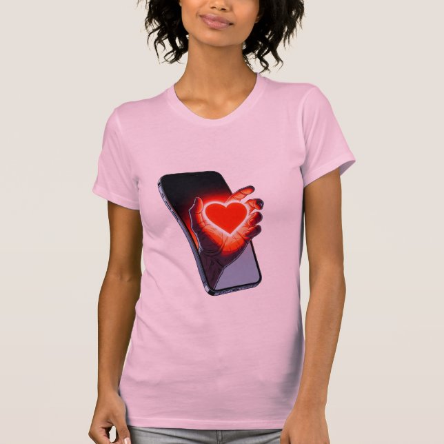 Breaking Screen Heart Optical Illusion T-Shirt Des (Front)