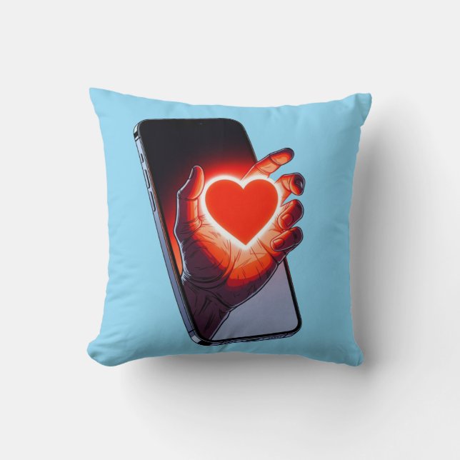 Breaking Screen Heart Optical Illusion Throw Pillo Pillow (Front)