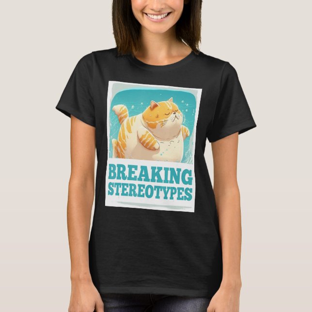 Breaking Stereotypes Floating Fluffy Cat Kitten T-Shirt (Front)