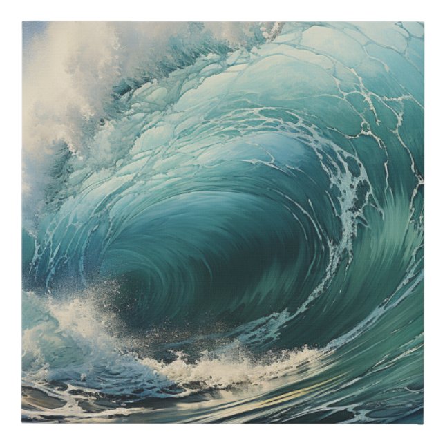 Breaking Surf  Painting Faux Canvas Print (Front)