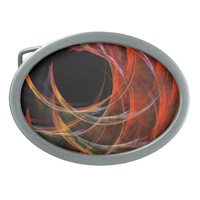 Breaking the Circle Abstract Art Oval Belt Buckle (Front)