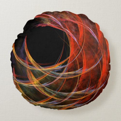 Breaking the Circle Abstract Art Round Pillow