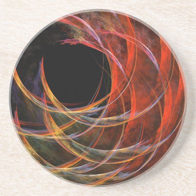 Breaking the Circle Abstract Art Sandstone Coaster (Front)