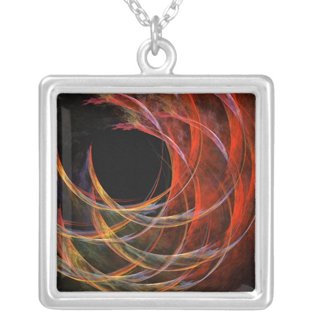 Breaking the Circle Abstract Silver Necklace (Front)