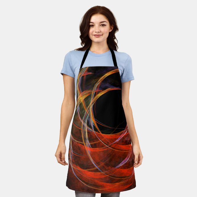 Breaking the Circle Vortex of Fire Abstract Art Apron (Worn)