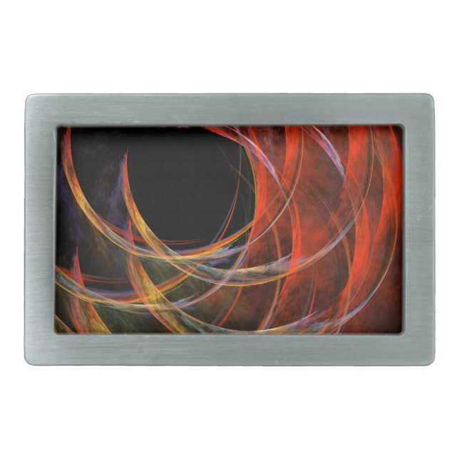 Breaking the Circle Vortex of Fire Abstract Art Belt Buckle (Front)