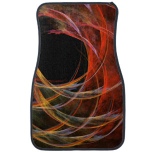 Breaking the Circle Vortex of Fire Abstract Art Car Floor Mat