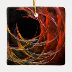 Breaking the Circle Vortex of Fire Abstract Art Ceramic Ornament