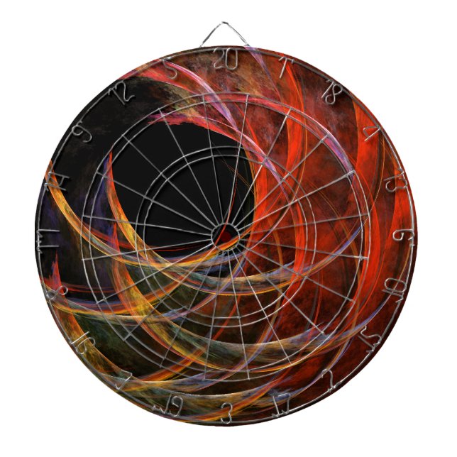 Breaking the Circle Vortex of Fire Abstract Art Dartboard (Front)
