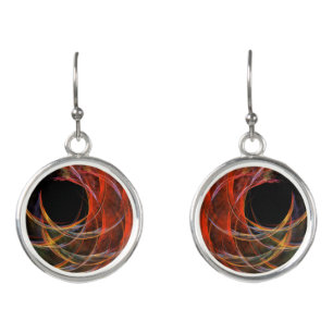 Breaking the Circle Vortex of Fire Abstract Art Earrings