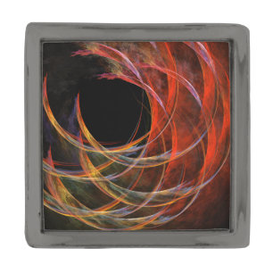 Breaking the Circle Vortex of Fire Abstract Art Gunmetal Finish Lapel Pin