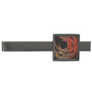 Breaking the Circle Vortex of Fire Abstract Art Gunmetal Finish Tie Bar