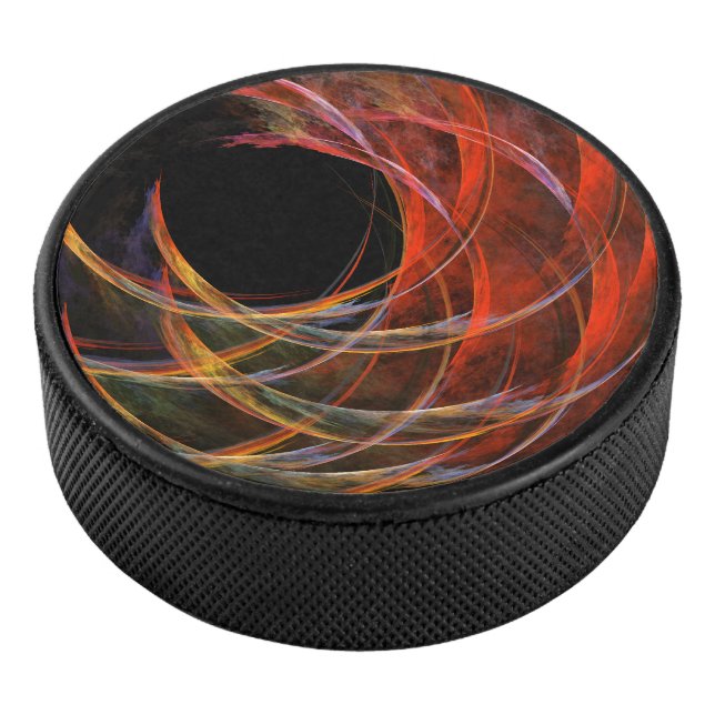 Breaking the Circle Vortex of Fire Abstract Art Hockey Puck (3/4)
