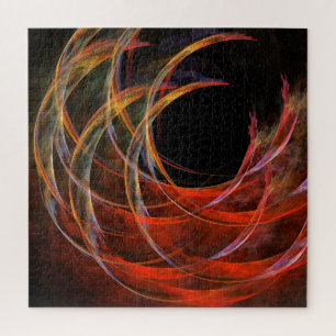 Breaking the Circle Vortex of Fire Abstract Art Jigsaw Puzzle