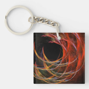 Breaking the Circle Vortex of Fire Abstract Art Keychain