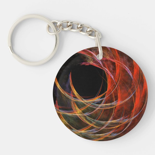 Breaking the Circle Vortex of Fire Abstract Art Keychain (Front)