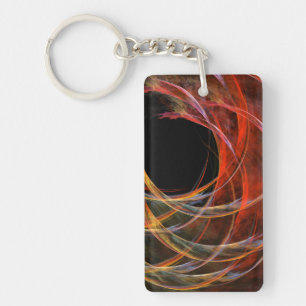 Breaking the Circle Vortex of Fire Abstract Art Keychain